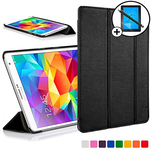 ForeFront Cases® Neue Leder Hülle / Tasche / Case / Cover für Samsung Galaxy Tab S 8.4 T700 - Rundum-Geräteschutz und intelligente Auto-Sleep-Wake-Funktion mit 3-JAHRES-GARANTIE VON FOREFRONT CASES - inkl. Eingabestift und Displayschutz
