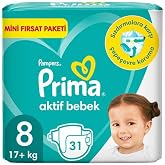Prima Pampers Bebek Bezi Aktif Bebek 8 Beden 31 Adet Fırsat Paketi