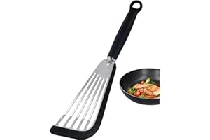 mciskin Łopatka do ryb - łopatka do łopatki do ryb - silikonowe szpatułki do gotowania nieprzywierającego, odporna na wysoką temperaturę łopatka szczelinowa do gotowania (czarna)