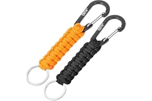EOTW Portachiavi Paracord Con Moschettone, Robusto Portachiavi in Paracord di Sopravvivenza Militare per Uomini e Donne in Campeggio (Nero + Arancione)