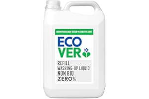 Ecover Zero Washing Up Liquid Refill, Washing Up Soap, Tough on Grease and Grime, Dermatologically Tested, 1 x 5L
