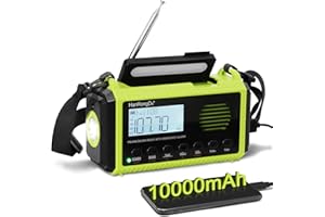 BENSS 10000mAh NOAA Emergency Crank Weather Radio, Hand Crank, Battery Operated, USB Charger, SOS Alarm, AM/FM/Shortwave, LED Flashlight and Reading Lamp for Home and Outdoor Emergency (Grass Green)