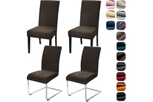‎ALISHOMTLL Alishomtll Stretch Samt Stuhlhussen 4er Set Velvet/Velour Stuhlbezug Schwingstuhl Elastische Hussen Waschbarer Stühle Schutz für Küche Restaurant Hotel Bankett Hochzeit (Dunkelbraun, 4 Stück)