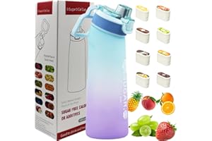 Putextile Borraccia 3.0 con 1 cialde aromatizzate, set starter up da 700 ml, senza BPA, con cialde aromatiche profumate, tazza per zucchero e acqua per regalo (Color F+1 Random POD)