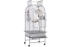 Montana Haiti Metal Wire Cage with Avilon Powder Coating Bird Cage, 66 x 56 x 161 cm, Platinum