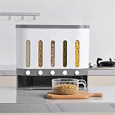 Lilyeriy Distributeur de céréales 10 l - En plastique - 5 grilles - Avec couvercle - Boîte de rangement - Distributeur de rés