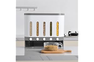 Xigner Cornflakes - Dispenser per cereali con misurino, con divisorio, design trasparente e visibile per la conservazione di riso nero, mais, ecc., 40 x 15 x 34 cm
