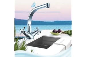 Zweigriff Badarmatur Nostalgie Wasserhahn YUNRUX Waschbecken Wasserhahn Einhebel Mischbatterie Waschtisch Armatur Waschtischarmatur Wasschbecken Einhandmischer Bad Faucet Wannen Armatur Badewanne