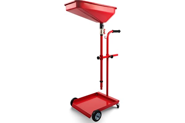 WilTec Récupérateur d’Huile Rouge Taille 480 x 600 x 1750 mm Pivotant à 360° Vidange Mobile Chariot Récupération d’Huile usées Récupération Huiles Nettoyage Accessoires Atelier Garage Automobile
