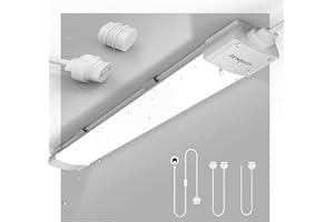 KUKUMAO LED Batten Light 2FT 18W with Plug, 6000K 2000LM Linkable Tube, Fluorescent Ceiling Strip, IP65 for Garage, Office, Kitchen, Workshop