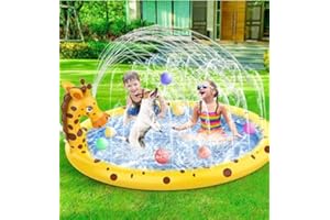 AOLUXLM Outdoor Paddling Pool - Toddler Toys Wading Pool 67” Splash Pad Inflatable for Kids, Indoor Game Pool, Splash Play Mat with Adapter, Outdoor Garden Toys for 3 4 5 6 7+ Boys Girls Kids Toddlers