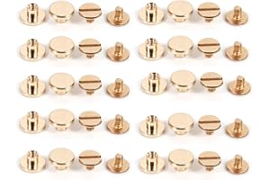 HZTYYIER 5/8 mm(8mm) Rivetti per chiodi in ottone massiccio Vite prigioniera Chiodi a vite per cinturino in pelle per rivetti Cinturino in oro fai da te 10 set 5/6 Office Supplies