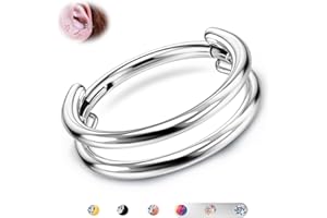 BodyBonita G23 Titan Knorpel Ohrring Gestapelter Clicker 16G CZ Doppelt/Dreifache Septum Piercing Conch Shmuck Tragus Daith Helix Ohrringe Nasenring Creolen für Frauen Männer Silber/Gold 8/10/12mm