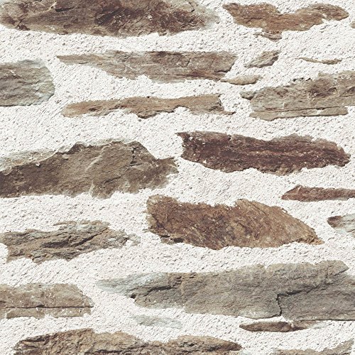 Muriva Brick Wall Pattern Rustic Faux Effect Stone Realistic Wallpaper J98707