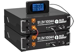 GLCE Energy 48V 100Ah LiFePO4 Lithium Batterie, Großer LCD-Bildschirm, Eingebautes 100A Smart BMS, 5120Wh Akku for RV, Solar, Energiespeicher für Zuhause（2 Pack）