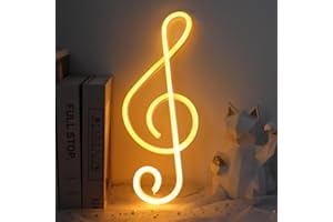 ENUOLI Musical Note Neon Signs Music Note Shaped LED Light Sign USB/Battery Hanging Night Light for Bedroom Wall Decor Music Note Neon Lights Creative Lighting Lamp Home Decoration (Warm White)