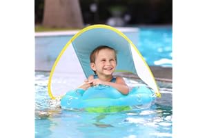 NEUSKY Koło do pływania dla niemowląt, pomoc do pływania dla dzieci w wieku od 3 miesięcy do 4 lat, z daszkiem przeciwsłonecznym (niebieskie)