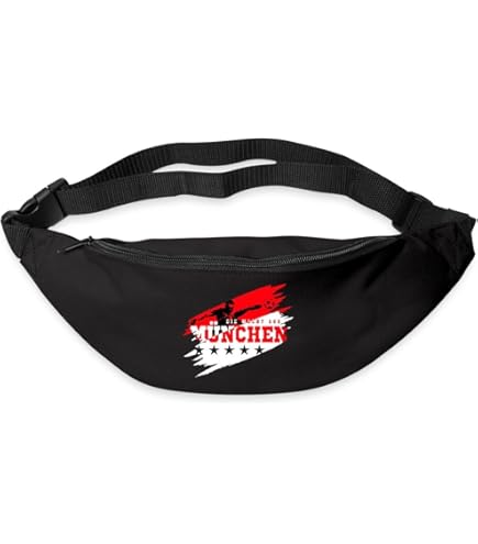 München Skyline Bauchtasche - Fußball Fan Tasche Schwarz Wetterfest