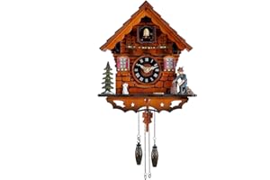 Kintrot Cuckoo Clock Traditional Black Forest Clock Antique Wooden Pendulum Quartz Wall Clock