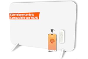 Könighaus Riscaldamento a infrarossi dual intelligente 450 W con controllo Wi-Fi tramite app e telecomando, con piedini porta-asciugamani e kit di montaggio Colore: Bianco