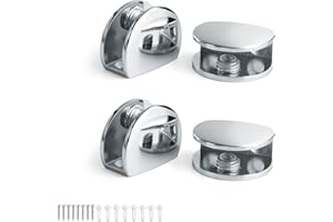 WJUAN 4 Pezzi Morsetto di Vetro Semicircolare, Adatto per Casa, Hotel, Ufficio, Reggimensola in Vetro a Specchio per Banco da Lavoro per Parrucchiere (Argento)