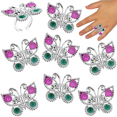 German Trendseller® - 12 x Schmetterling - Ringe für Kinder - NEU ┃ Schmuck ┃ Mitgebsel ┃ Kindergeburtstag ┃ 12 Stück