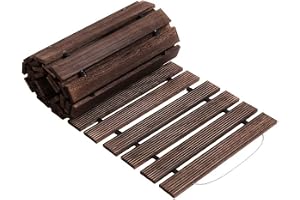 Trädgårdsväg i trä, rullbar träväg, 3,66 meter, trästegsgång, gångvägar i trädgården, bakgård, terrass, golvbeläggning, bröllopsdekoration (mörkbrun, böjd 10 fot)