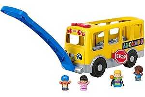 Fisher-Price Little People Autobús Escolar Grande Juguete de Arrastre con 4 Figuras, bebés +1 año, versión español (GTL68)