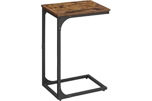 VASAGLE LET350B01 - Mesa Auxiliar para sofá, Mesa de Noche, en C, Bandeja de TV, para salón, Dormitorio, Estilo Industrial, Color marrón rústico y Negro