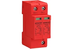 Wengart DC Überspannungsschutz WG1-40,2P 1000VDC 40KA Photovoltaik-Haushaltsblitzschutz 35-mm-DIN-Schienenmontage mit optischer Warnanzeige