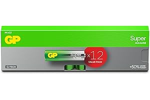 Batterie AA - Set da 12 | GP Super | Pile Stilo AA Alcaline da 1,5V / LR06 - Lunga Durata