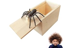 AJUNLKVDR Spider,Araignée,Prank,Boîte à Jouets en Bois,Article de Farces pour Halloween,Adultes et Enfants,en Plastique Noir Réaliste,Boîte Cadeau Sautante,Jouet d'halloween,Araignée en Caoutchouc