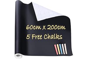 DSL DAILY SUPPLY LTD. DSL 60cm x 200cm Removable Blackboard Vinyl Wall Sticker Chalkboard Decal + 5 Colour Chalk