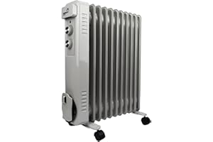 GLOBEWOLF OIL Filled Radiator Heater 11 Fin Electric 2.5KW Free Standing Portable Oil Radiator with Thermostat - 3 Heater Settings, Built in Safety Features - EXPRESS DELIVERY