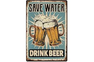 SUPERDANT Metallskylt "Save Water Drink Beer" – rolig väggskylt för pub, lekrum, grotta och vintage present