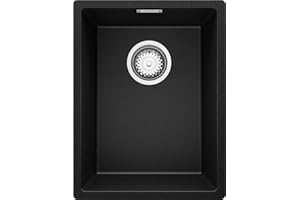 Fregadero bajo Encimera Negro 36x47cm, 1 Seno + Sifón, Granito al mueble 40cm - London de Primagran