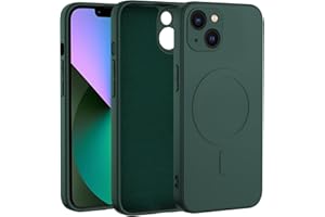 KETTETECH Magnetyczne etui do iPhone 13 mini, płynne silikonowe etui na telefon komórkowy z magnesem, iPhone 13 mini, odporne na zarysowania i uderzenia (ciemnozielone)
