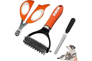 Duuclume Grooming Set, Professionelle Hund & Katze Dematting Kamm für Shedding für lange & kurze Haare Haustier, Haustiere Nagelknipser & Trimmer für Anfänger, Grooming Tool für Welpen & Kätzchen
