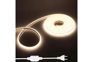 Shengruili 6M COB LED Streifen,220V LED Streifen Natürliches Licht 4000K,Hohe Dichte Strip Lights mit Netzteil,Wasserdicht Diffusion Flex streifen für Heim Dekoration, Küche, Spiegel,Ersatzteile