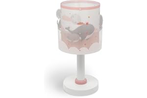 ‎DALBER Dalber Kinder Tischlampe Nachttischlampe kinderzimmer Whale Dreams Wale Rosa Tiere, 61171S, E14