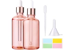 Hyber&Cara Pipettenflaschen mit Glas Pipette 2 x 100ml Roségold Glasflaschen Apothekerflaschen mit Tropfenpipette für ätherische Öle, Parfümöle, Flüssigfarbstoffen Aromatherapie -Mischungen