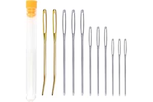 MSKS 11pcs Large-Eye Blunt Embroidery Needles, Stainless Steel Yarn Sewing Needles Tapestry Needle Wool Needle Macrame Needle Hand Sewing Knitting Needles for Crochet Projects Beading Sewing DIY (2 Styles)