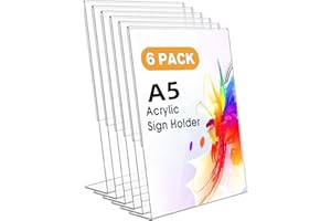 Ourui A5 Tischaufsteller/Aufsteller, 6 Stück Acryl Schilderhalter L-Ständer für Cafés, Restaurants, Ausstellungen, Büros, Werbeaktionen