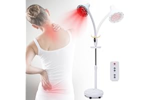 SanBouSi 275 W Infrared Lamp Heat Lamp with Stand Red Light Lamp Infrared Lamp Temperature Adjustable 8-70 °C Timing Function with Remote Control Infrared Light Lamp for Muscle Pain