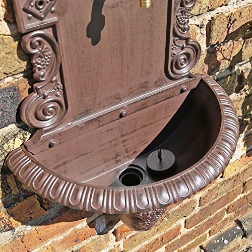 Wandbrunnen von CLGarden WB1 im nostalgischen Design Gartenbrunnen Wasserzapfstelle mit Waschbecken - 4