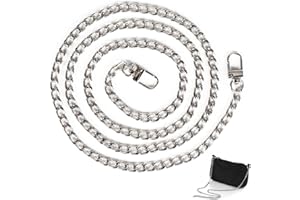 KOSHIFU Chaîne de Sac à Main en Argent 120cm Chaîne de Rechange en Métal Chaîne de Remplacement pour Sac à Main Sac à Bandoulière Sac de Porte Feuille Bricolage Chaîne