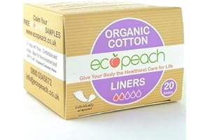 Ecopeach Organic Cotton Panty Liners, 60 Pads (3 Packs x 20) - Ultra-Soft, Highly Absorbent, Breathable, Hypoallergenic, Chlorine-Free, Fragrance-Free. Superior Protection for Sensitive Skin