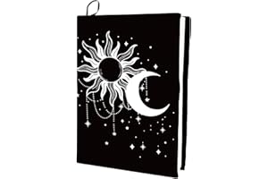 CRASPIRE Couverture de Livre Extensible Lune Soleil Étoile Lavable Réutilisable Grand Tissu en Nylon Polyester Protecteur de Livre 9.4x15.7 pouce Enveloppes Élastiques pour Cahier Convient