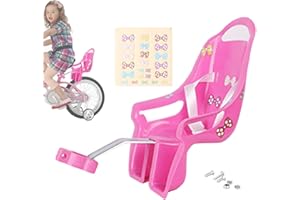 Whrcy Siege Poupee Velo Enfant Fille, Porte Poupee Velo avec Autocollants, Porte-bébé De pour Vélo D'enf Ant en Plastique, Compatible avec Les Poupées Et Les Animaux en Peluche De Taille Standard