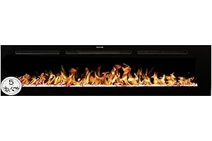 Mystflame Galaxy 84 - Chimenea Eléctrica de Pared, 13 Colores de Llama y Luz Inferior, Lecho de Combustible de Troncos y Cristales, Termostato 750/1500W, Control Remoto y Pantalla Táctil (213.3 cm)